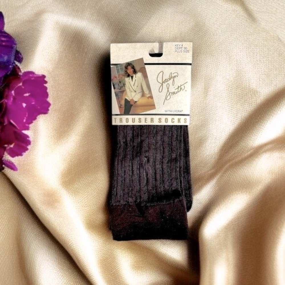 Jaclyn Smith Vintage Brown Textured Trouser Socks Plus Size NWT 1990s Rare